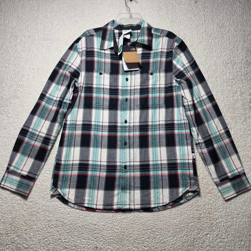 The North Face Arroyo LW Flannel Shirt Mens Medium Teal Black Plaid NF0A5A8U98T